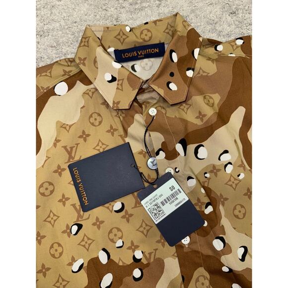 Louis Vuitton Desert Camo DNA Long Sleeve Logo Monogram Button Up Down Shirt S - Picture 9 of 16